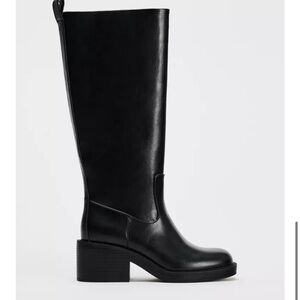 Zara Black Wide Boots Size 9